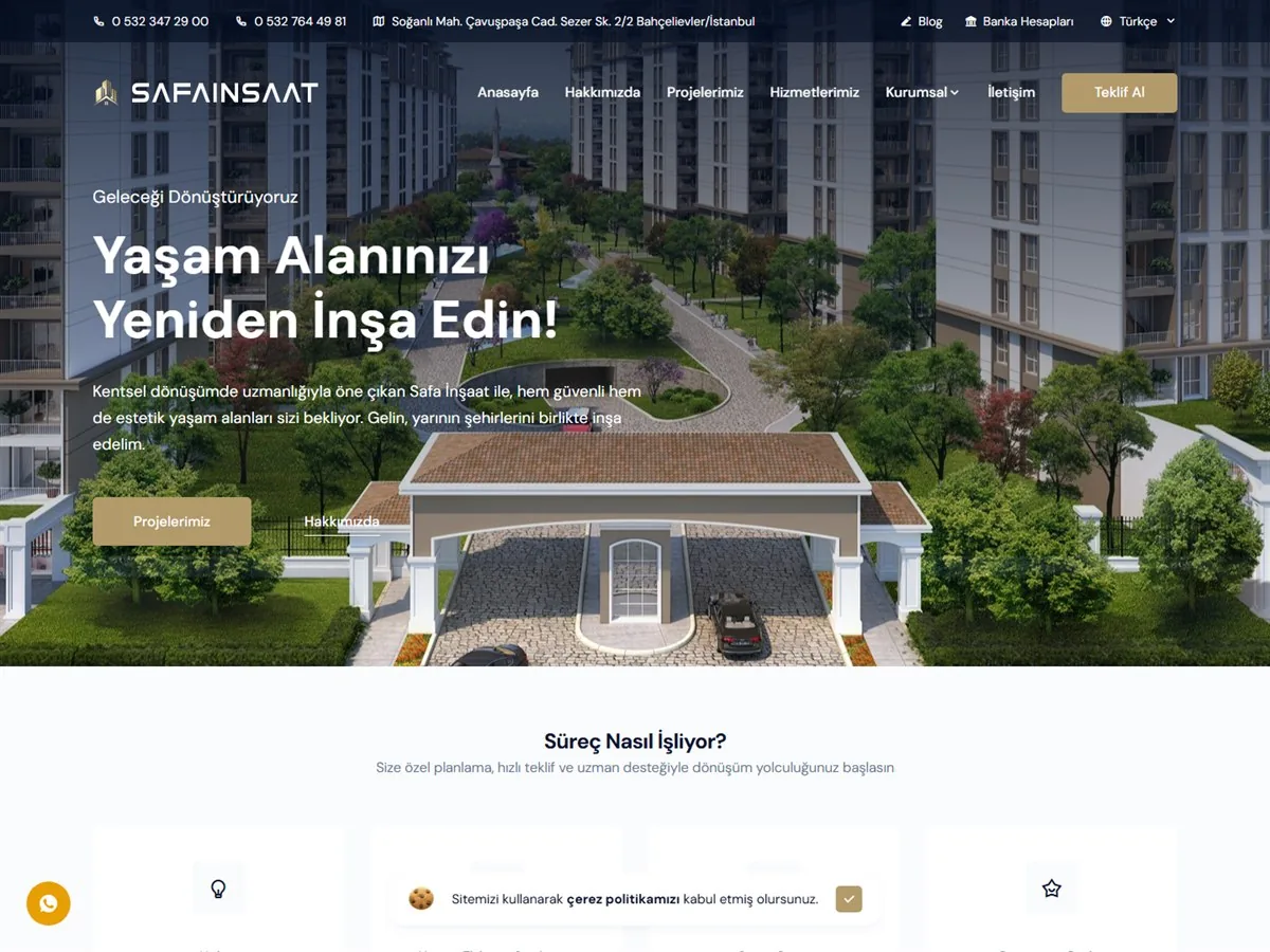 Safa İnşaat web sitesi