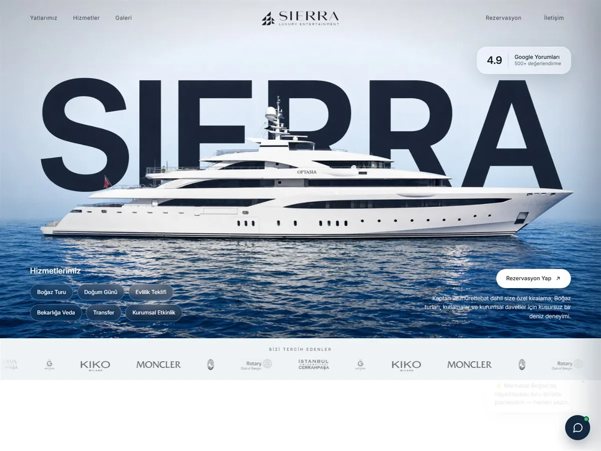 Sierra Yat Kiralama web sitesi
