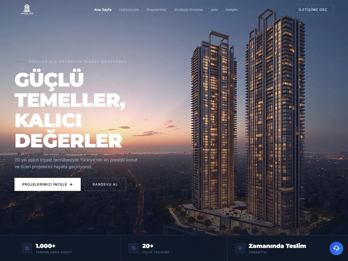 Yenigül Yapı web sitesi